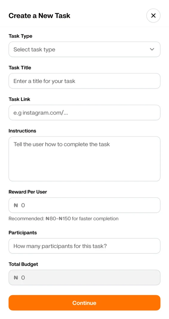 Create task form